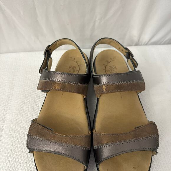SAS Nudu Sandals Womens Size 8 N Narrow Ankle Strap Bronze Leather Comfort - Picture 3 of 11